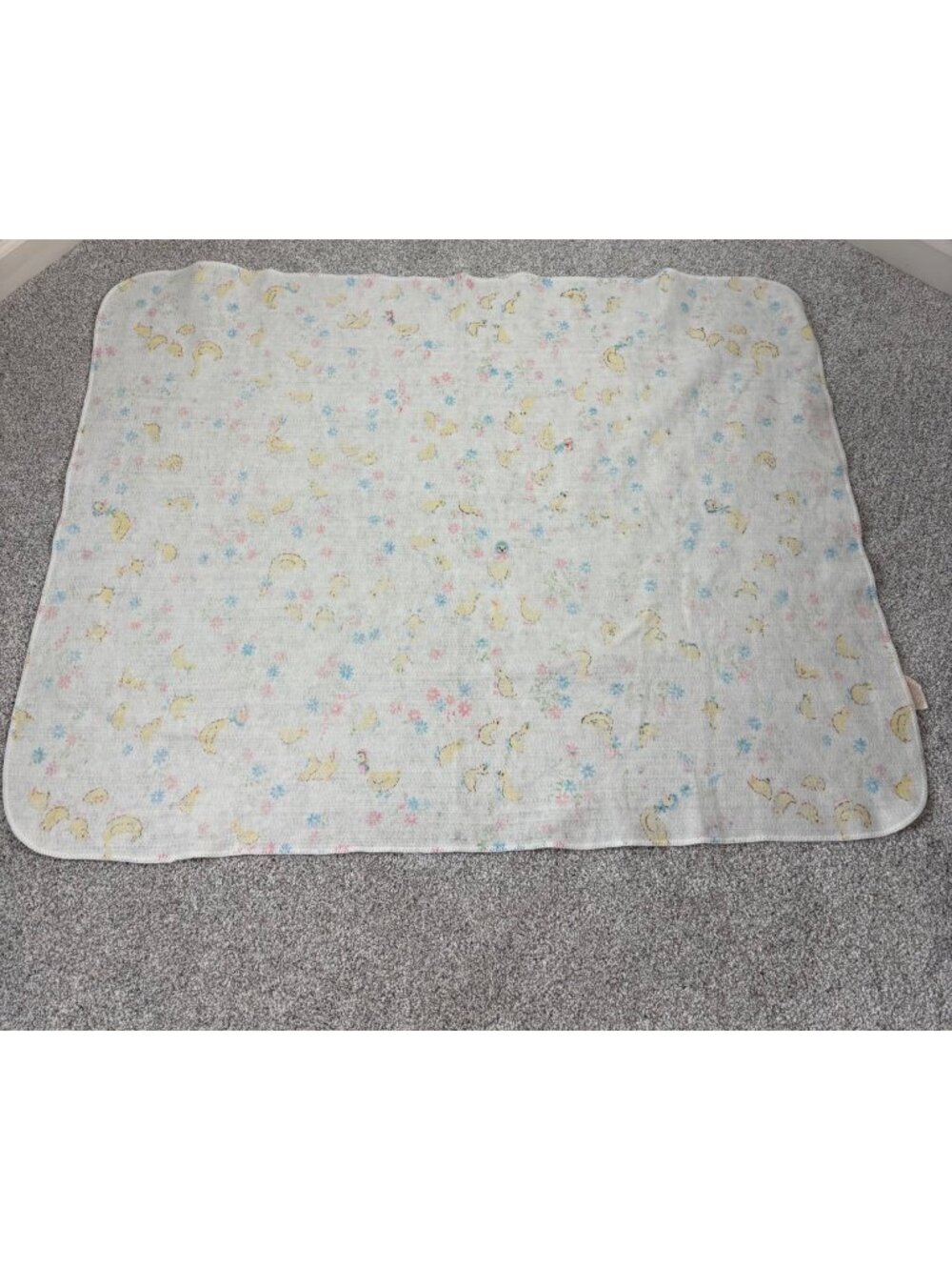 Chatham Vintage Baby Blanket Multicolored Ducks Floral Fade
